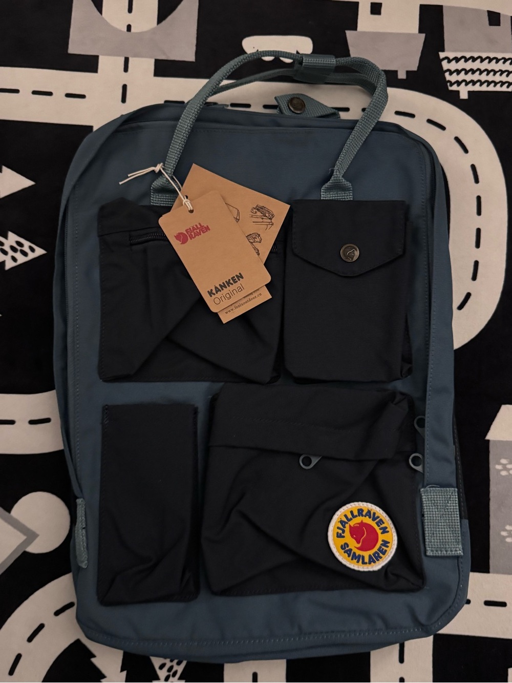Kanken Multi-Pocket Men's Backpack - Slate Blue & Black